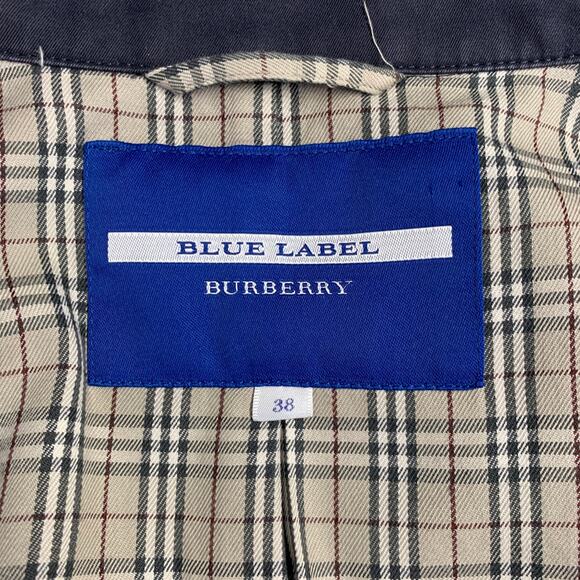 BURBERRY Size 2 Navy Cotton Blend Belted Trench Coat - Picture 6 of 8